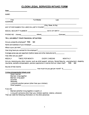 Cloon Legal Services Intake Form