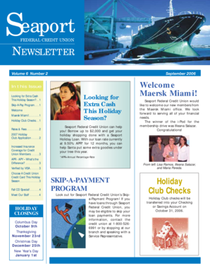 Seaport Federal Credit Union Holiday Club Application