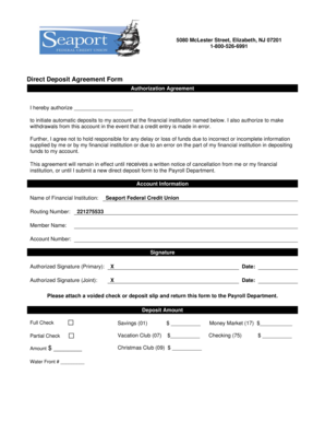 Direct Deposit Authorization Agreement
