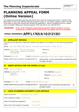 UK Planning Appeal Form