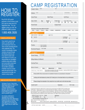 NW Soccer Camp Registration Form