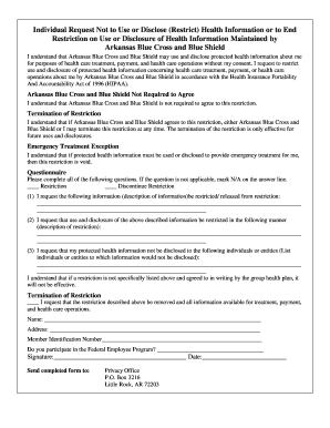 HIPAA Health Information Restriction Request