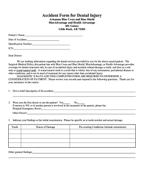 Arkansas Dental Injury Accident Form
