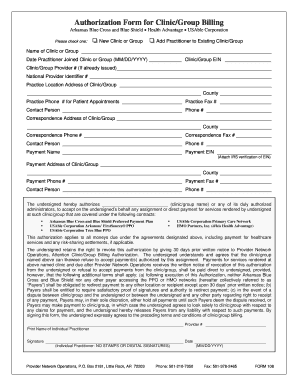 Clinic Group Billing Authorization Form