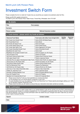 Merrill Lynch UK Pension Investment Switch Form
