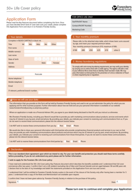 50+ Life Cover Policy Application Form