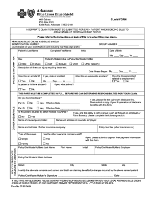 Arkansas Blue Cross and Blue Shield Claim Form