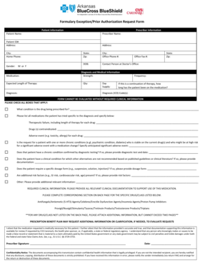 Formulary Exception Prior Authorization Request Form