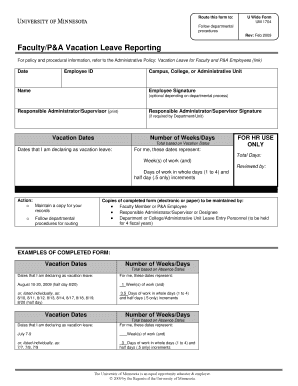 Faculty Vacation Leave Reporting Form