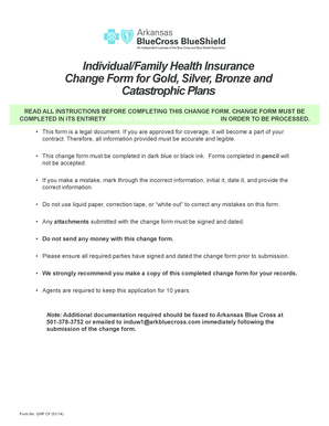 Arkansas Blue Cross Health Insurance Change Form