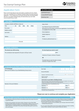 Tax Exempt Savings Plan Application Form