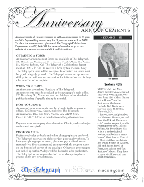 Anniversary Announcement Form