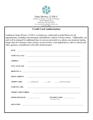 Credit Card Authorization Form