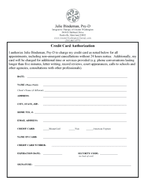 Credit Card Authorization Form