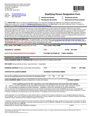 Minnesota Qualifying Person Designation Form