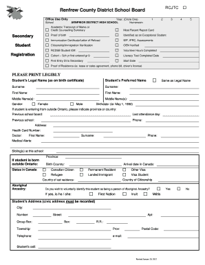 Ontario Student Registration Form