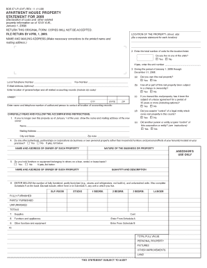 California Apartment House Property Statement