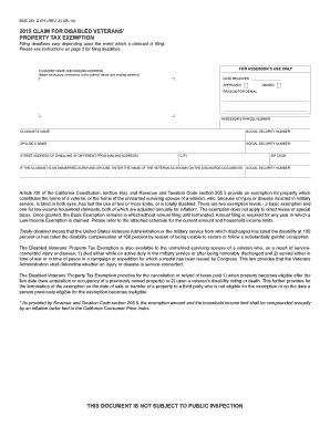 California Disabled Veterans Property Tax Exemption Form