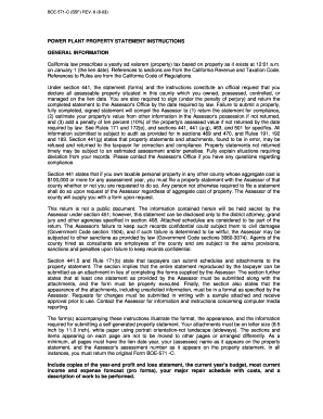 California Power Plant Property Statement