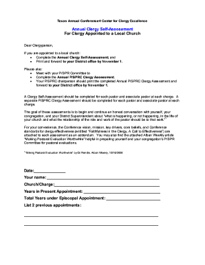 Texas Annual Clergy Self-Assessment Form