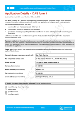 Integrated Development Assessment System Form 1