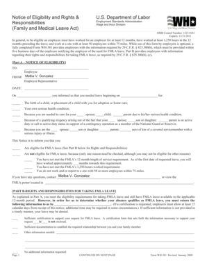 Family and Medical Leave Act Notice of Eligibility and Rights
