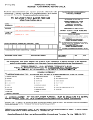 Pennsylvania Criminal Record Check Request