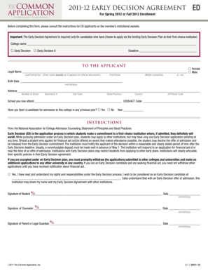 Early Decision Agreement Form