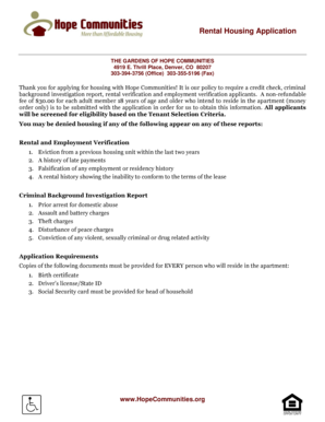Rental Housing Application