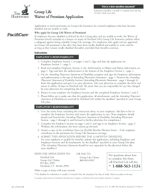 Waiver of Premium Application