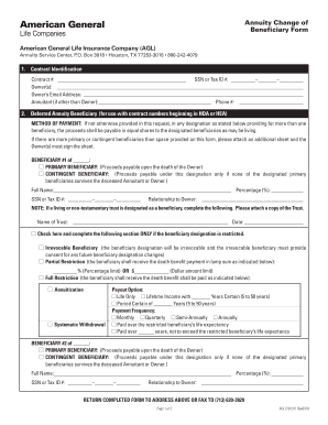 Annuity Change of Beneficiary Form