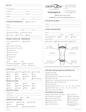 Medical Knee Brace Order Form