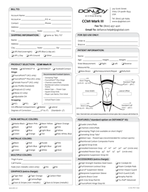 Defiance Knee Brace Order Form