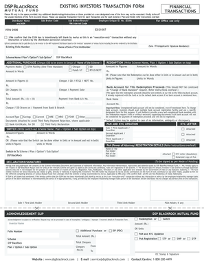 DSP BlackRock Mutual Fund Transaction Form