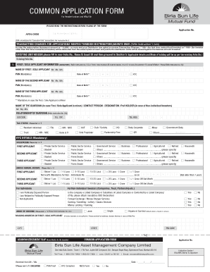 Common Application Form for Mutual Fund Investment