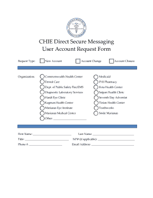 CHIE Direct Secure Messaging User Account Request Form