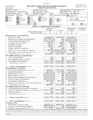 USDA Form RD 3560-7 Multiple Family Housing Project Budget