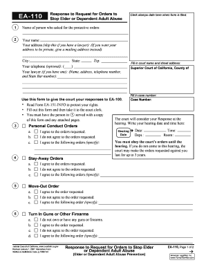 Response to Request for Orders to Stop Elder or Dependent Adult Abuse