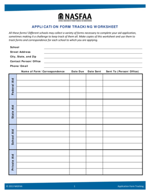 Application Form Tracking Worksheet
