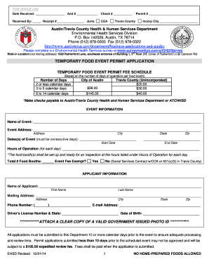 Temporary Food Event Permit Application