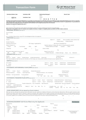 Indian Mutual Fund Transaction Form