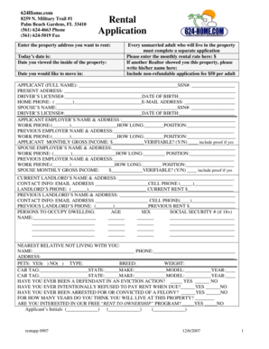 Florida Rental Application Form
