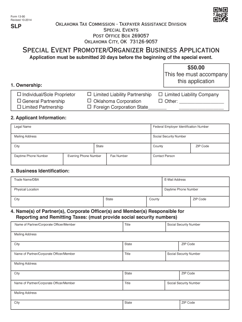 Special Event Promoter Organizer Business Application Preview on Page 1