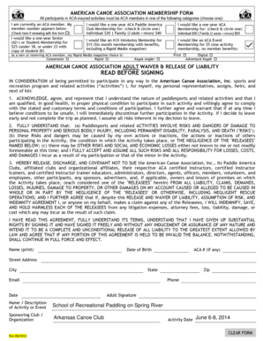 American Canoe Association Membership Form
