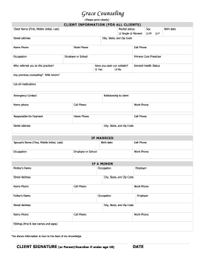 Grace Counseling Client Information Form