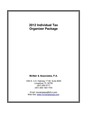 2012 Individual Tax Organizer Package
