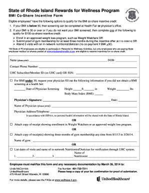 Rhode Island BMI Co-Share Incentive Form