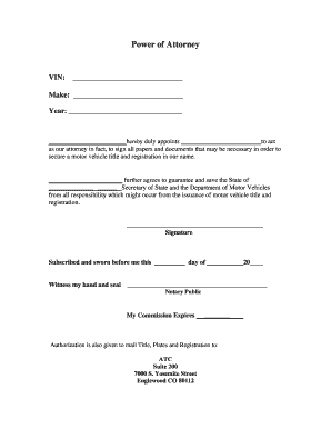 Vehicle Power of Attorney