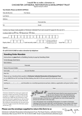 Chichester Cathedral Donation Form