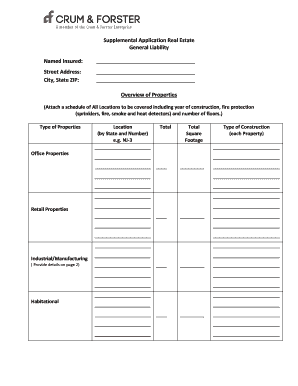 Real Estate General Liability Insurance Application